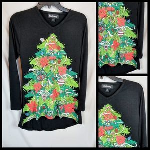 Knit haus Christmas tree long sleeve shirt size S